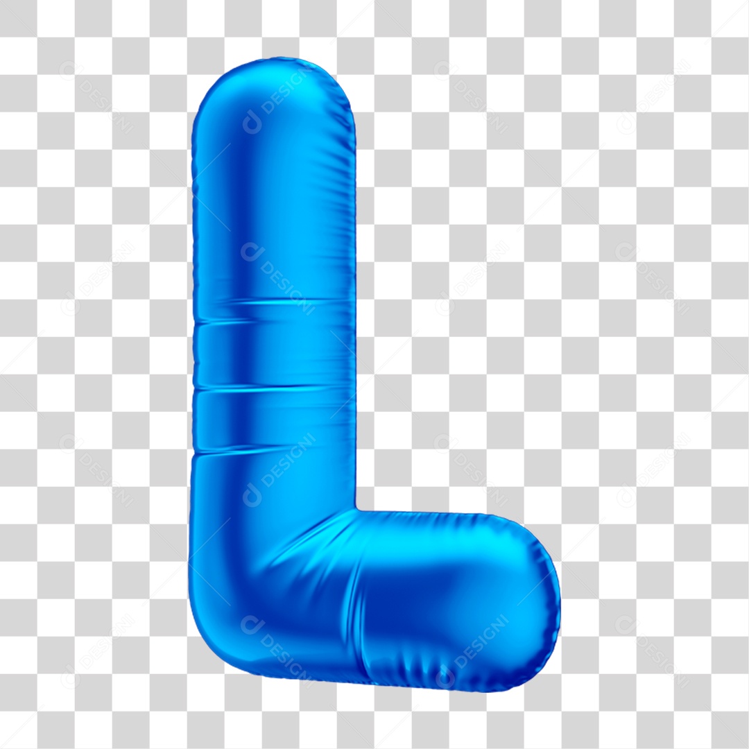 Alfabeto Letra L Em 3D Formato de Balão Azul Dia dos Pais Novembro Azul Menino Aniversário Fundo Transparente