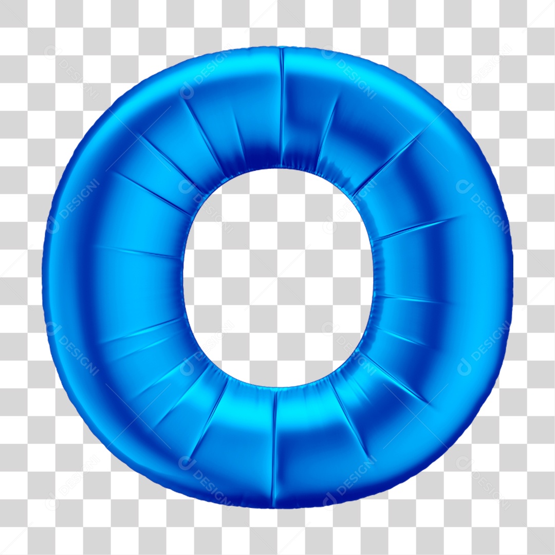 Alfabeto Letra O Em 3D Formato de Balão Azul Dia dos Pais Novembro Azul Menino Aniversário Fundo Transparente
