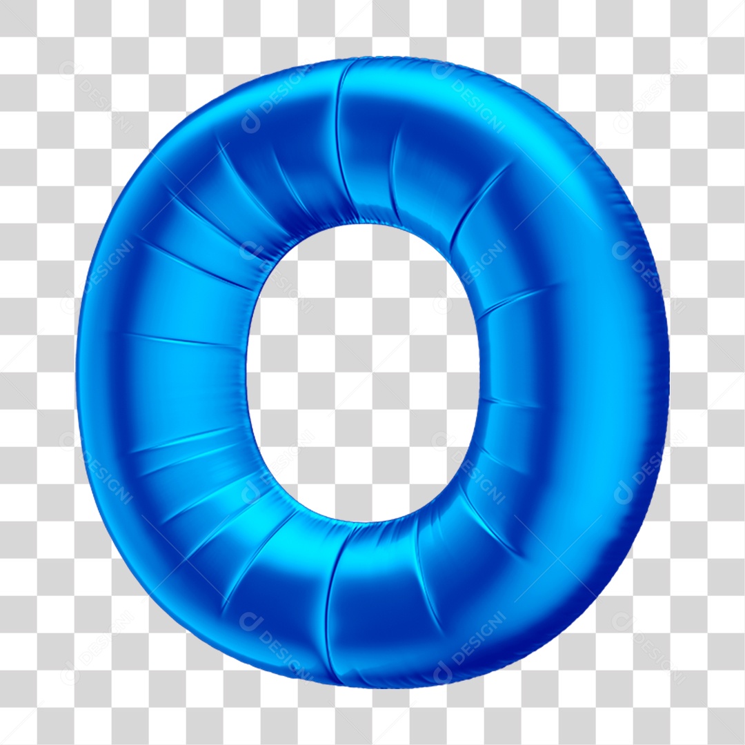 Alfabeto Letra O Em 3D Formato de Balão Azul Dia dos Pais Novembro Azul Menino Aniversário Fundo Transparente
