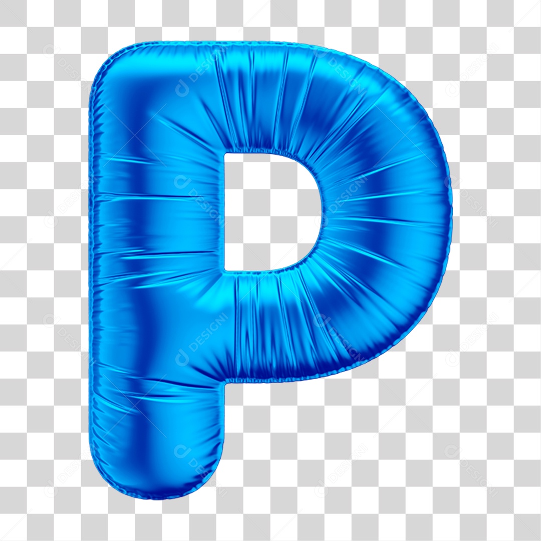 Alfabeto Letra P Em 3D Formato de Balão Azul Dia dos Pais Novembro Azul Menino Aniversário Fundo Transparente