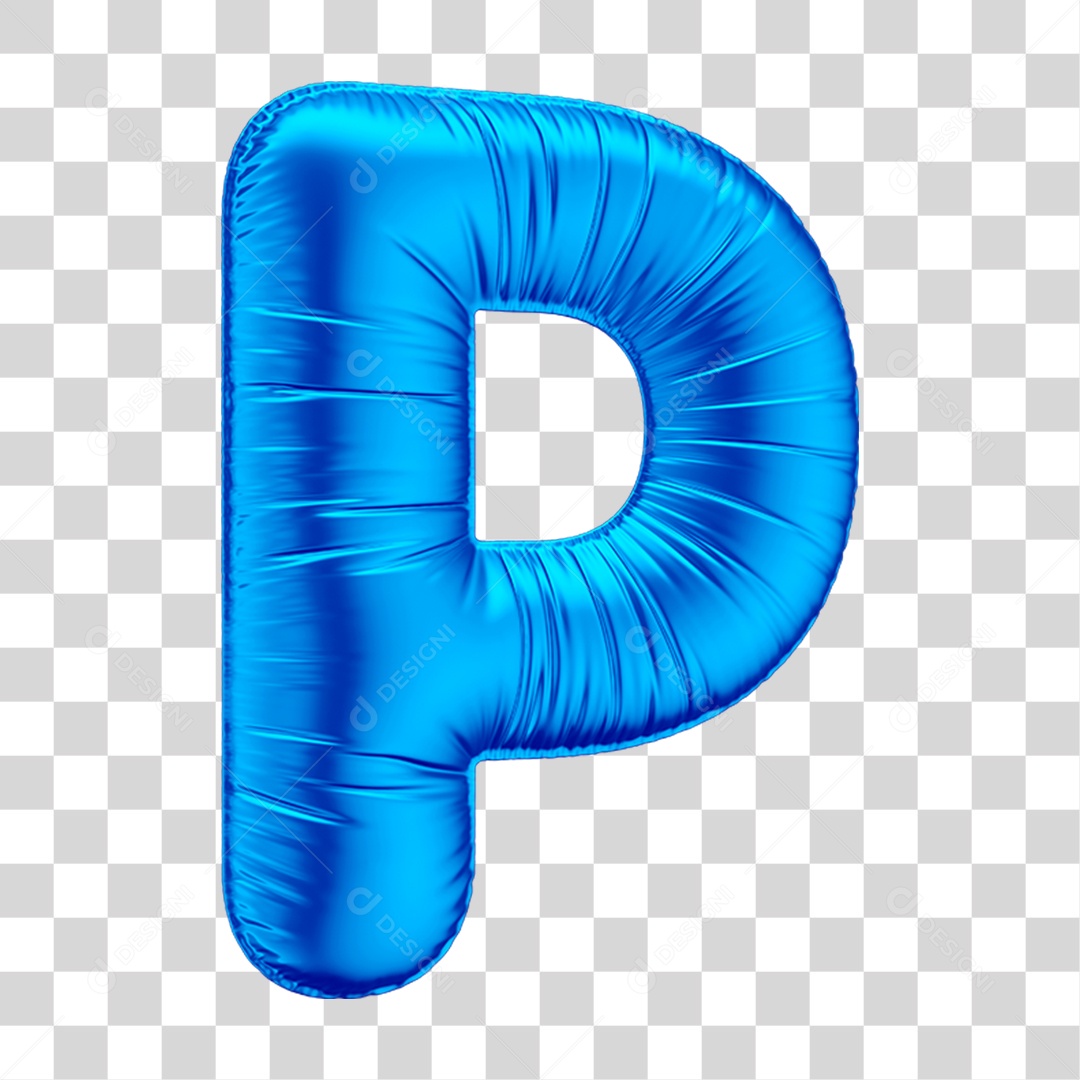Alfabeto Letra P Em 3D Formato de Balão Azul Dia dos Pais Novembro Azul Menino Aniversário Fundo Transparente