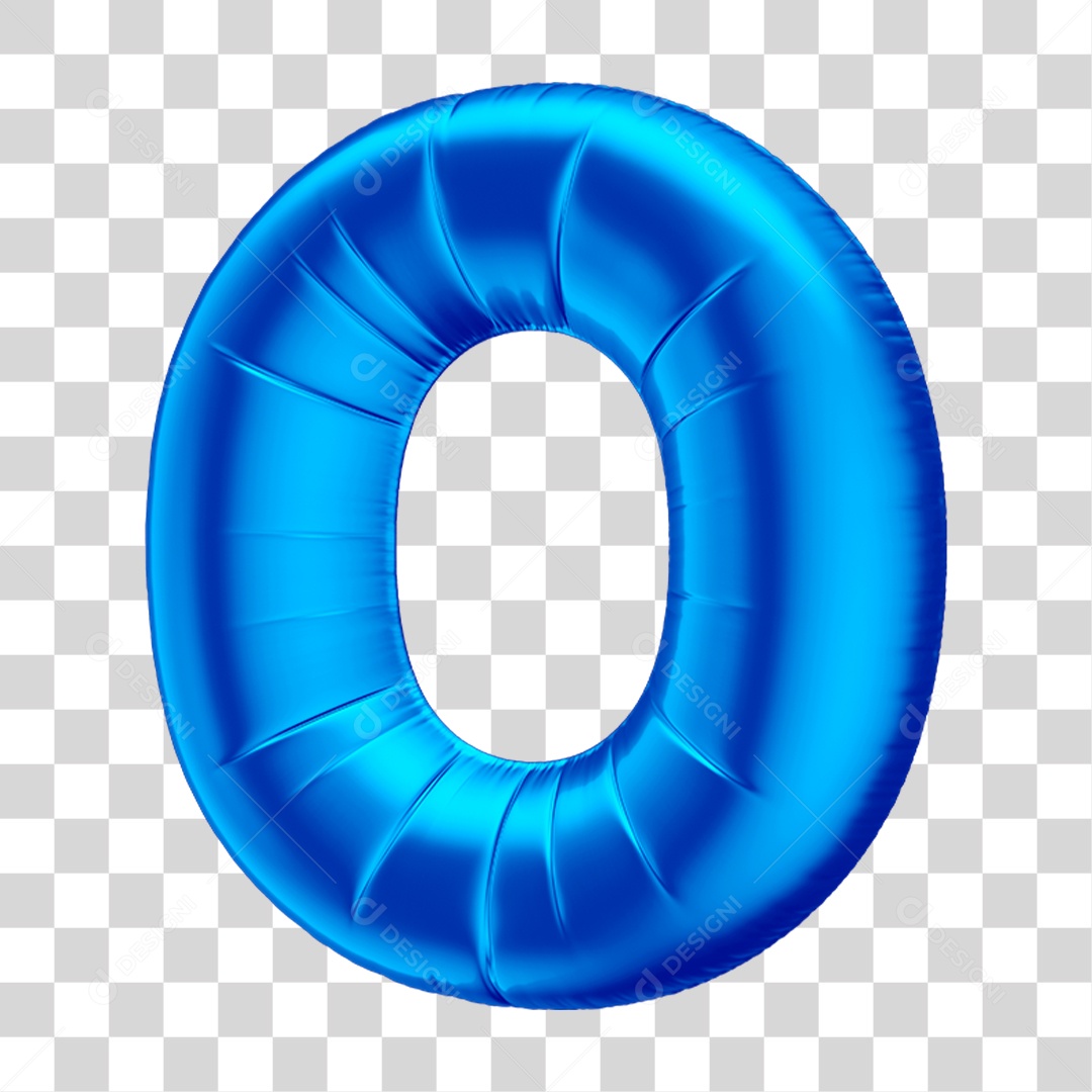 Número 0 Em 3D Formato de Balão Azul Dia dos Pais Novembro Azul Menino Aniversário Fundo Transparente
