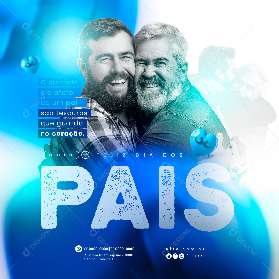 Dia Dos Pais 11 de Agosto Tesouro que Guardo no Coração Social Media PSD Editável