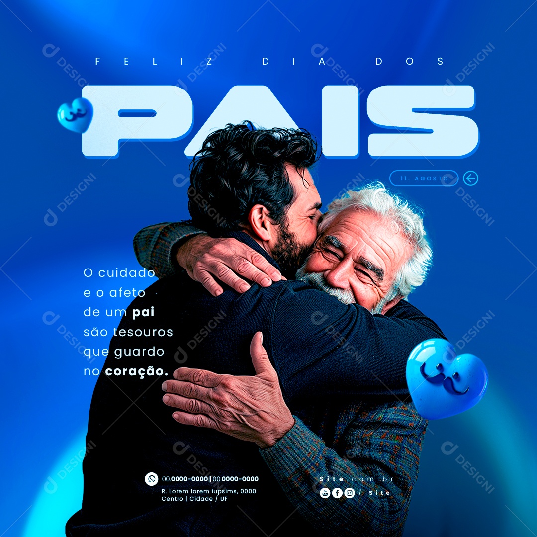 Dia Dos Pais 11 de Agosto Cuidado e Afeto Social Media PSD Editável