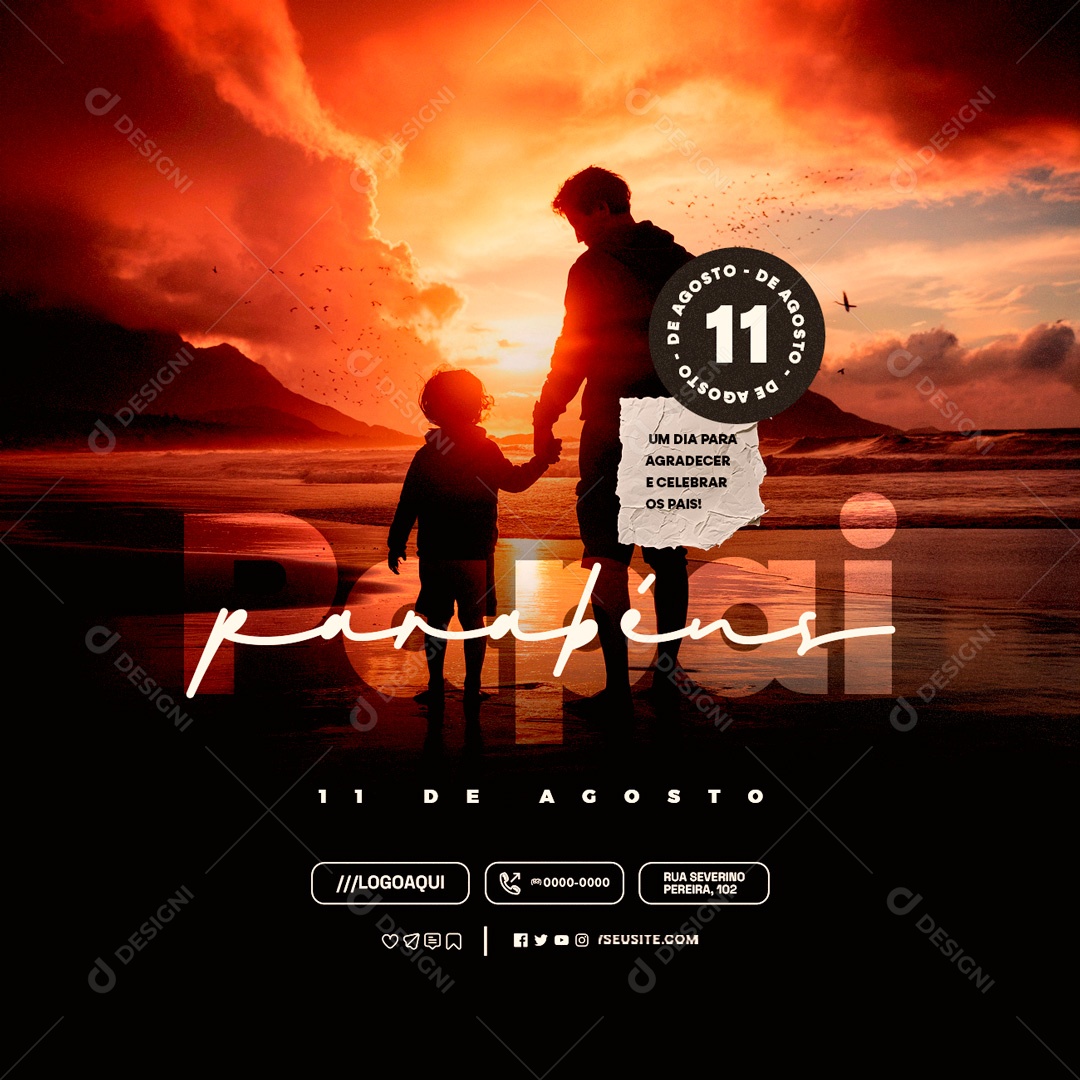 Dia Dos Pais 11 de Agosto Agradecer e Celebrar Social Media PSD Editável