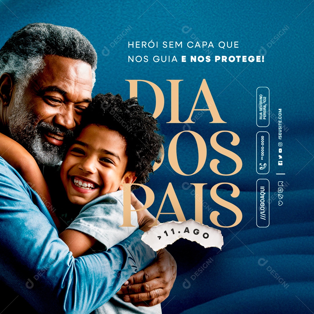 Dia Dos Pais 11 de Agosto nos Guia e Protege Social Media PSD Editável