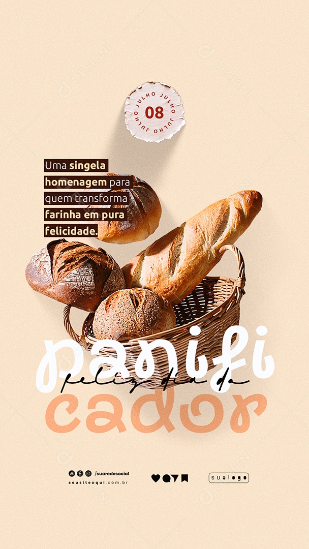 Story Dia do Panificador 08 de Julho Homenagem Social Media PSD Editável