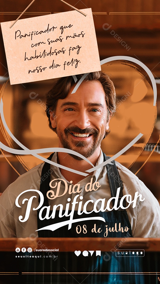 Story Dia do Panificador 08 de Julho Mãos Habilidosas Social Media PSD Editável