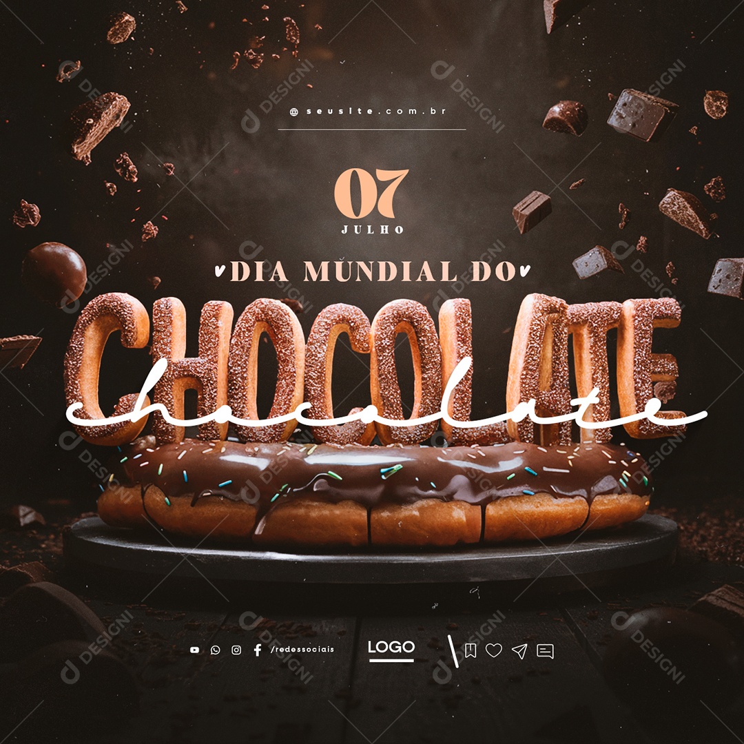 Dia Mundial do Chocolate 07 de Julho Social Media PSD Editável