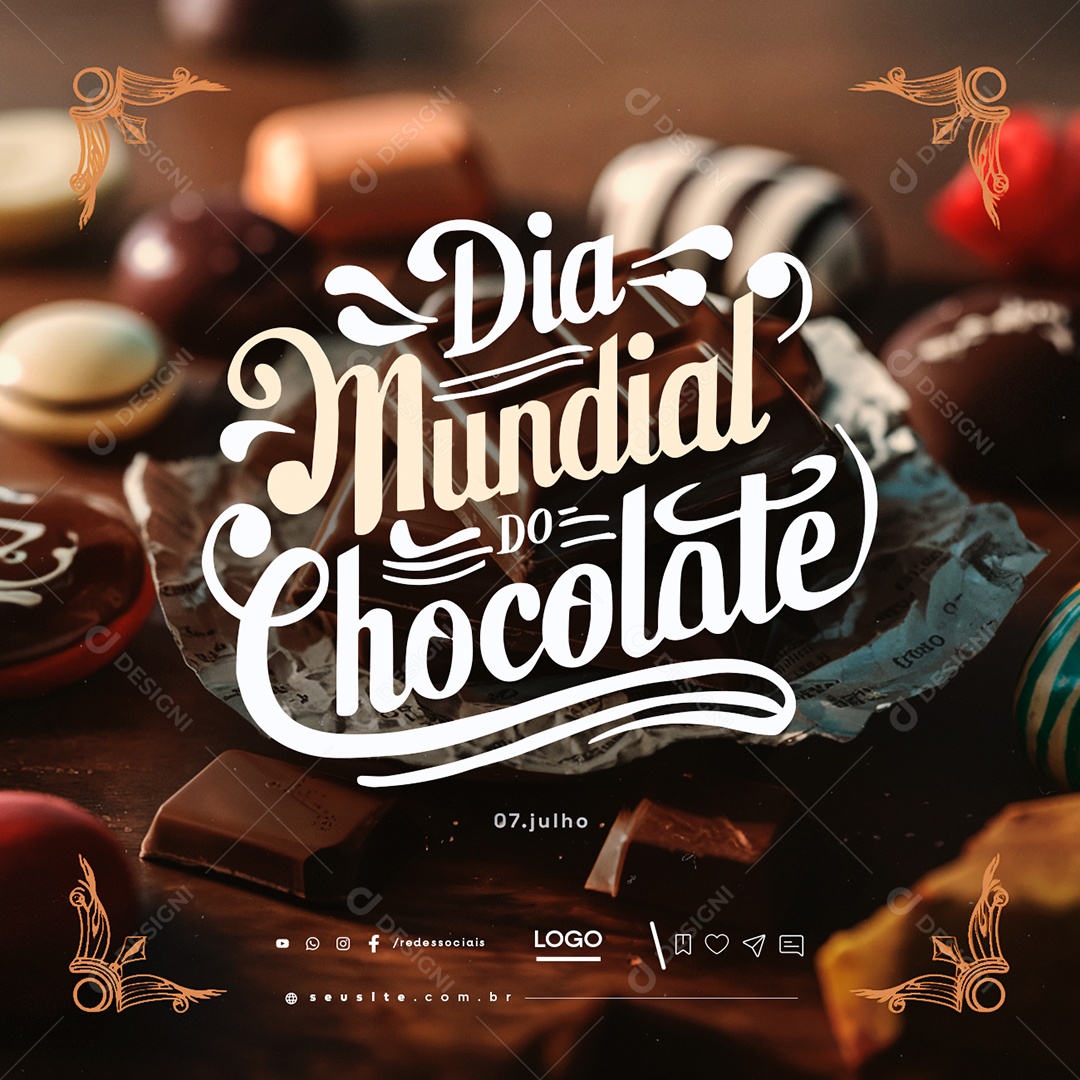Social Media Dia Mundial do Chocolate 07 de Julho PSD Editável
