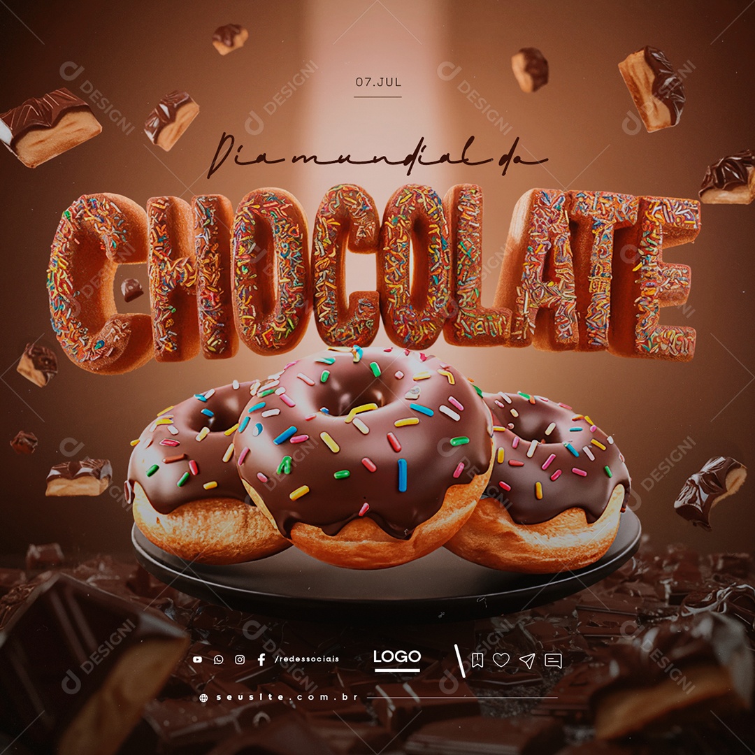 Dia Mundial do Chocolate 07 de Julho Social Media PSD Editável