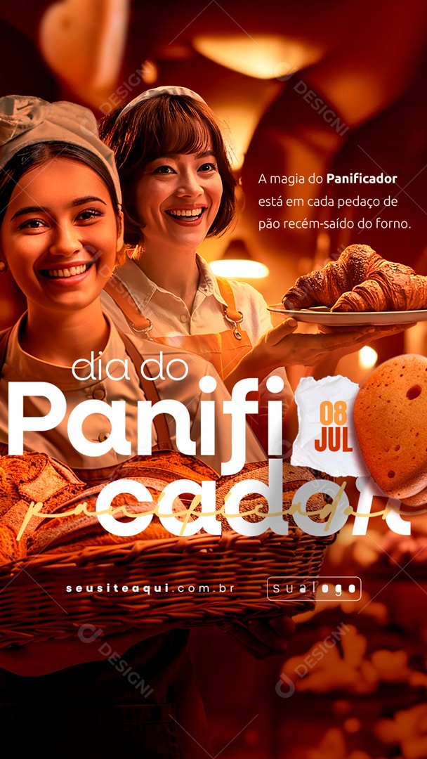 Story Dia do Panificador 08 de Julho a Magia estar em Cada Pedaço de Pão Social Media PSD Editável