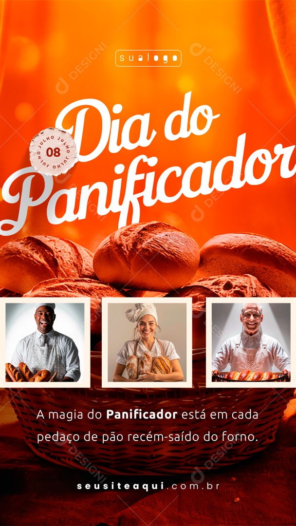 Story Social Media Dia do Panificador 08 de Julho PSD Editável