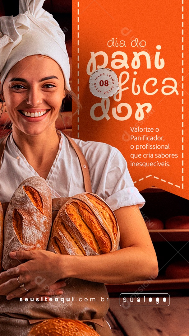 Story Dia do Panificador 08 de Julho o Profissional que Cria Sabores Social Media PSD Editável