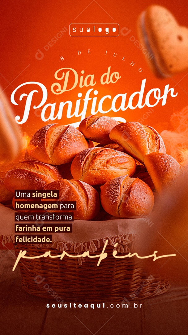 Story Dia do Panificador 08 de Julho uma Singela Homenagem Social Media PSD Editável