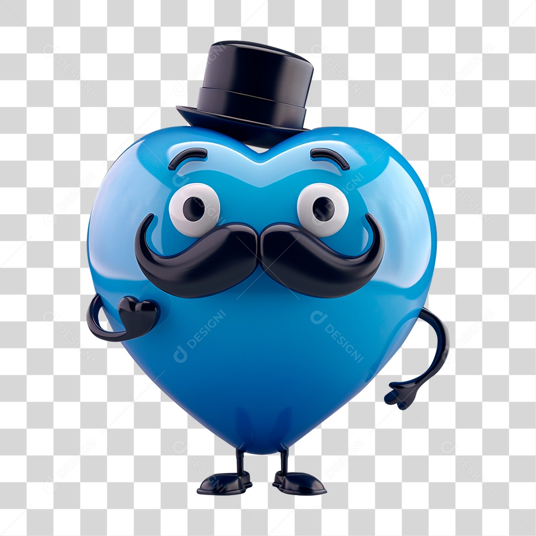 Elemento IA Coração Azul PNG