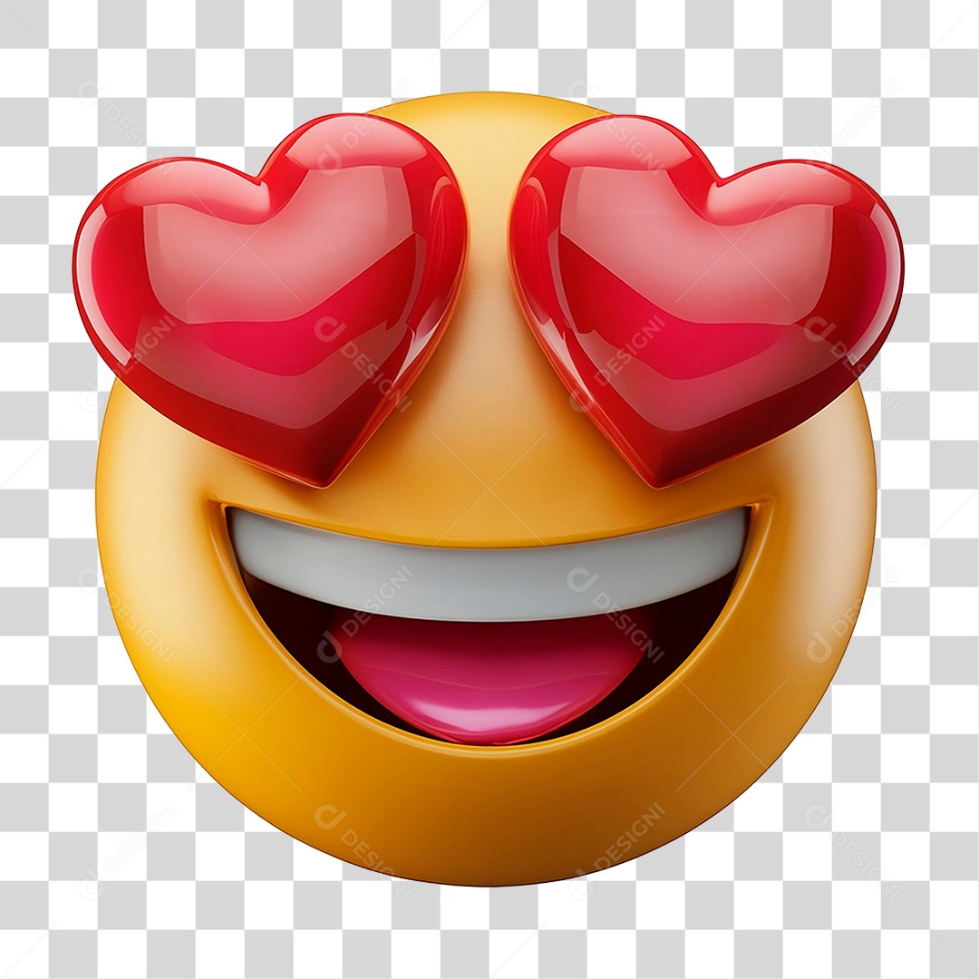 Emoji Apaixonado 3D Elemento PNG Transparente