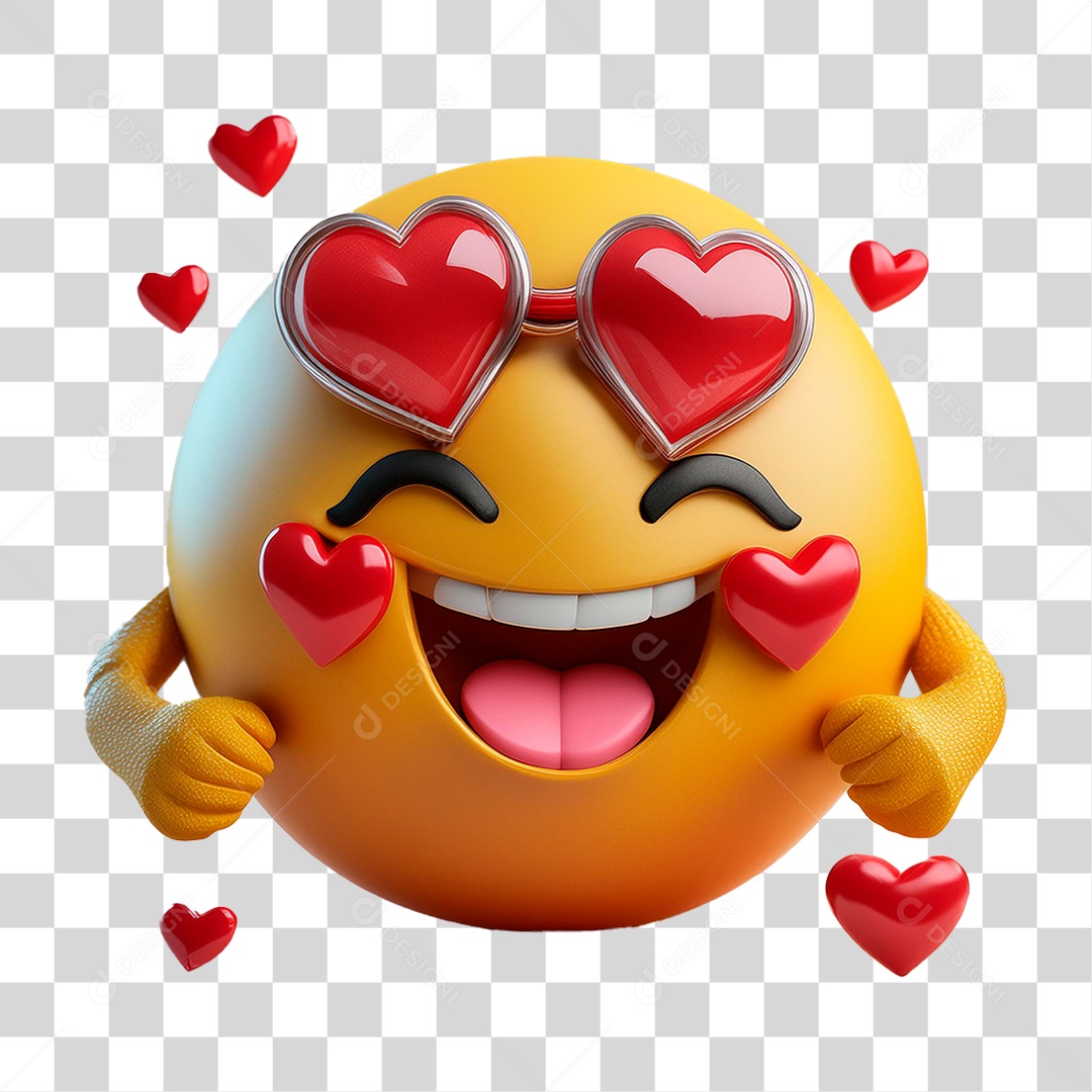 Emoji Apaixonado 3D PNG Transparente