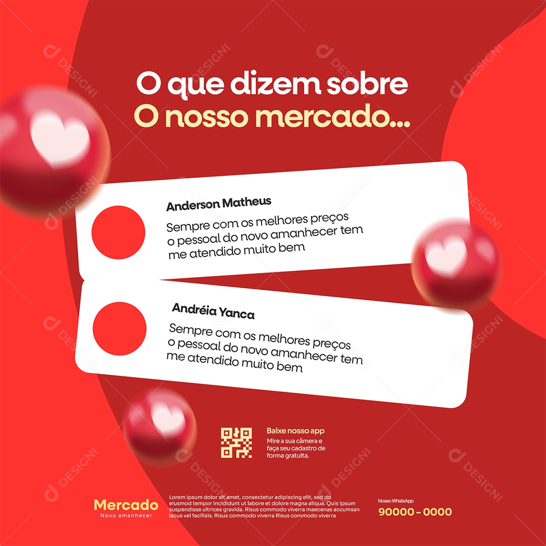 Social Media Supermercado Feedback PSD Editável