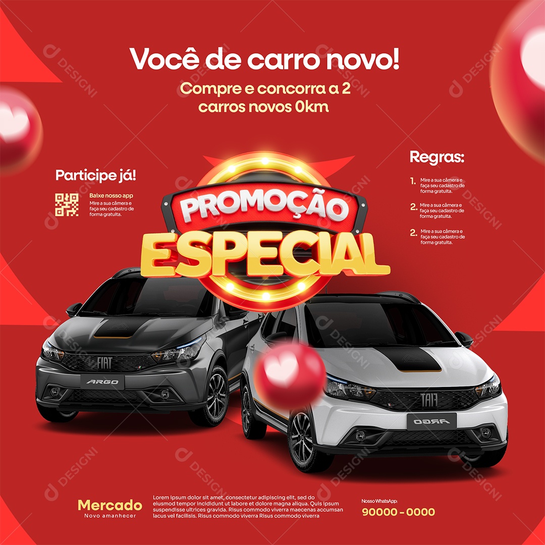 Promoção Especial Concessionária de Automóveis Social Media PSD Editável