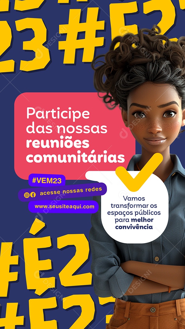 Story Participe das nossas Reuniões Comunitárias Social Media PSD Editável