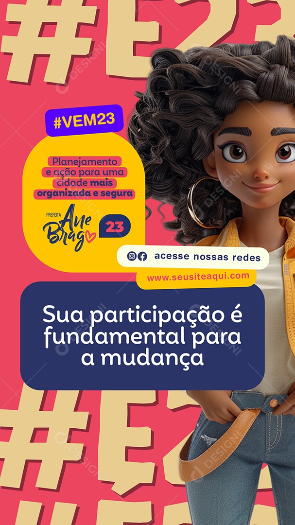 Story Sua Participação é Fundamental para a Mudança Social Media PSD Editável