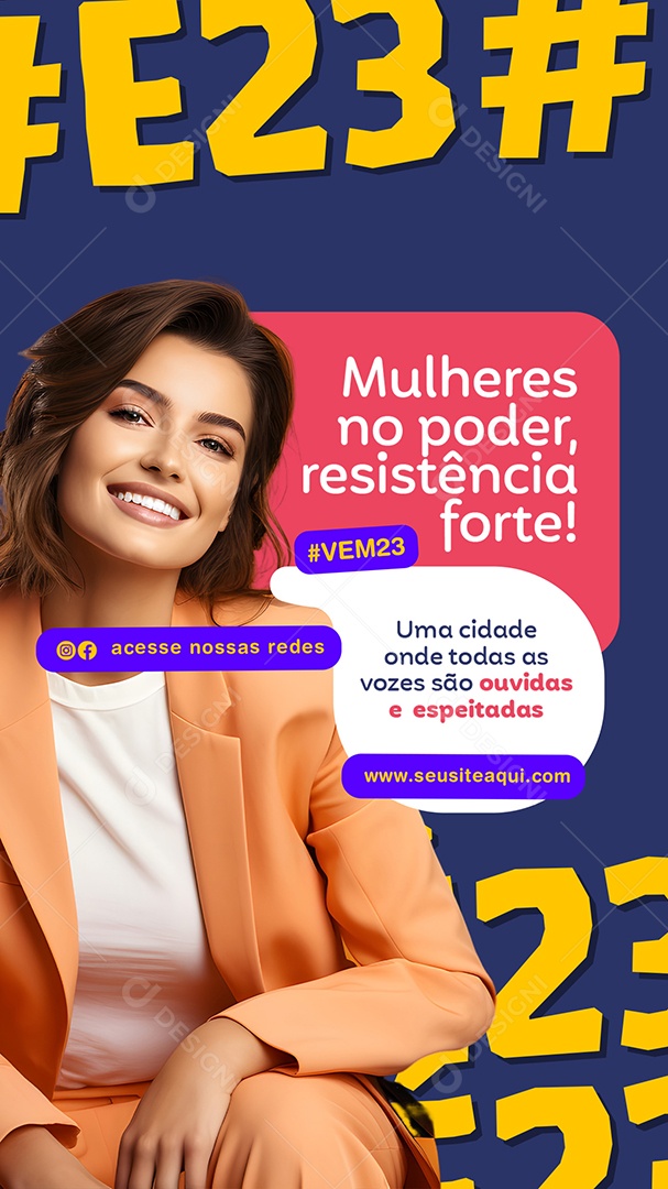 Story Mulheres no Poder Resistência Forte Social Media PSD Editável