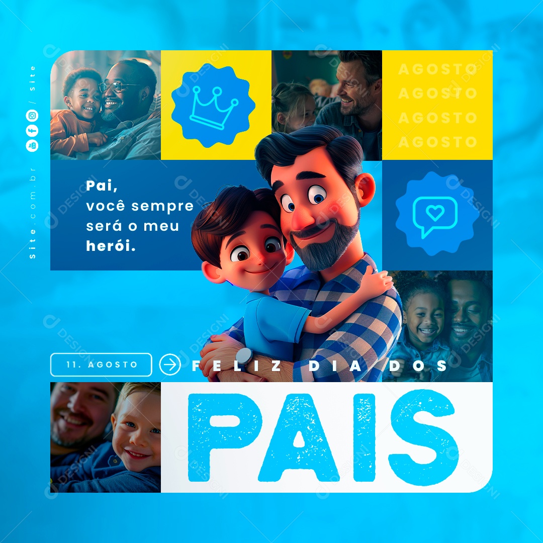 14 de Agosto Dia dos Pais Social Media PSD Editável