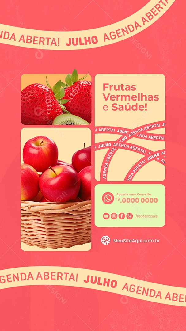 Story Frutas Vermelhas e Saúde Social Media PSD Editável