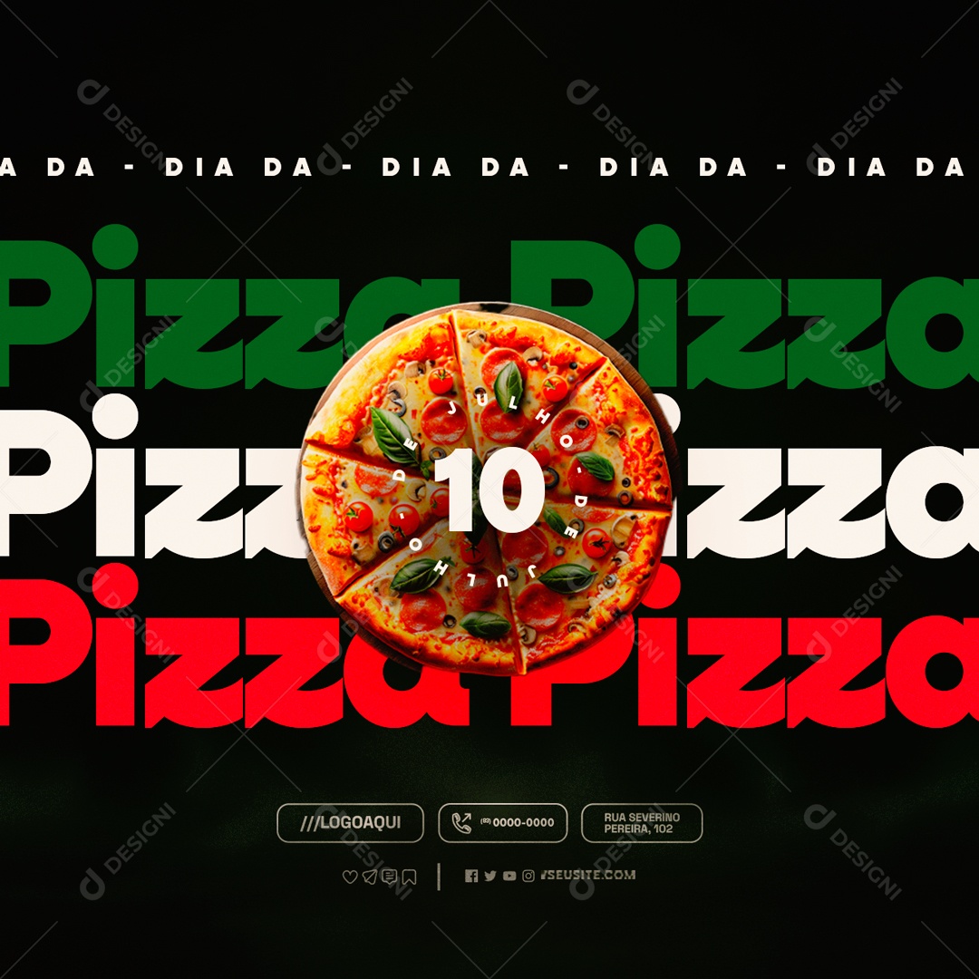 Social Media Dia da Pizza 10 de Julho PSD Editável