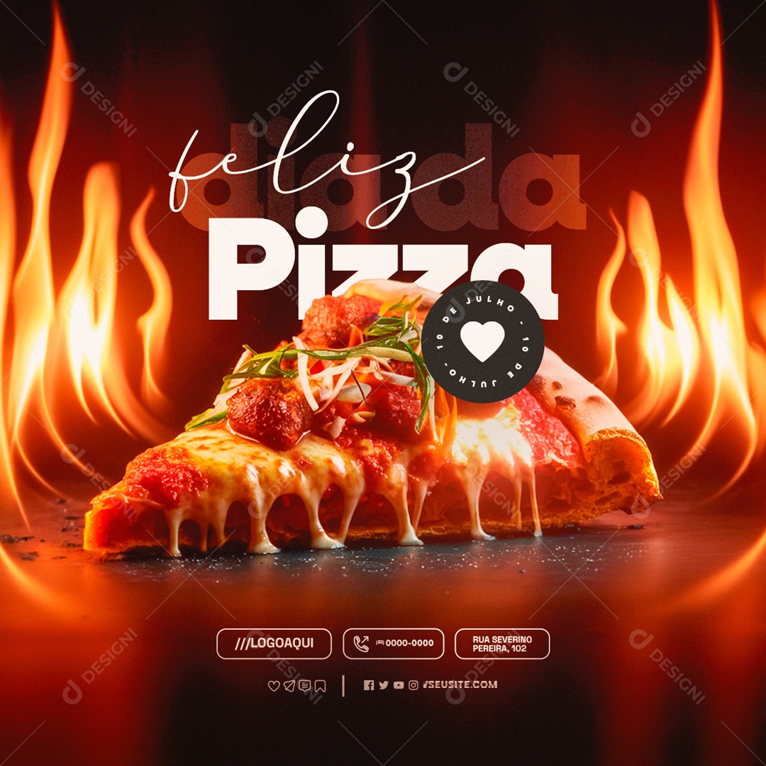 Feliz Dia da Pizza 10 de Julho Social Media PSD Editável