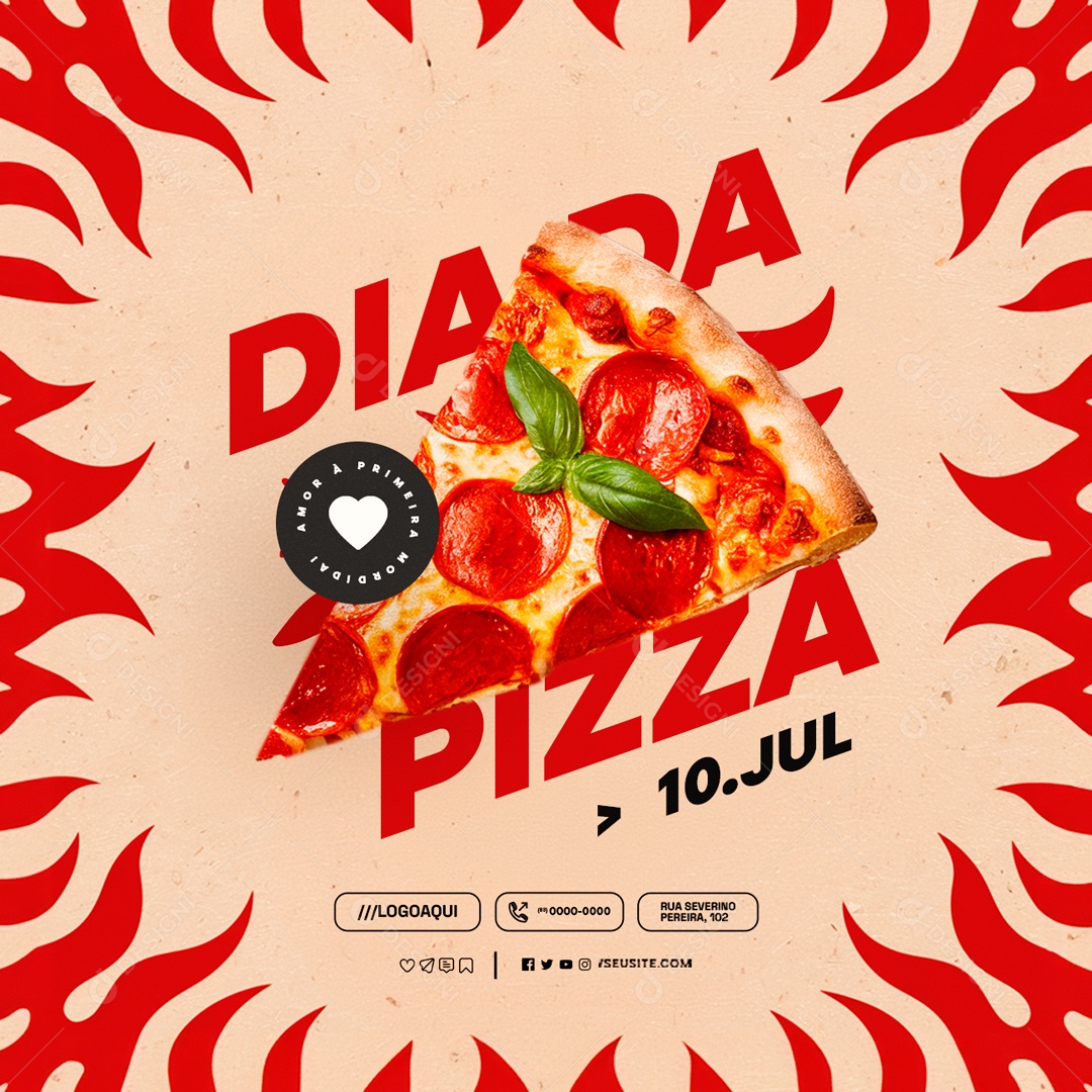 Dia da Pizza 10 de Julho Social Media PSD Editável