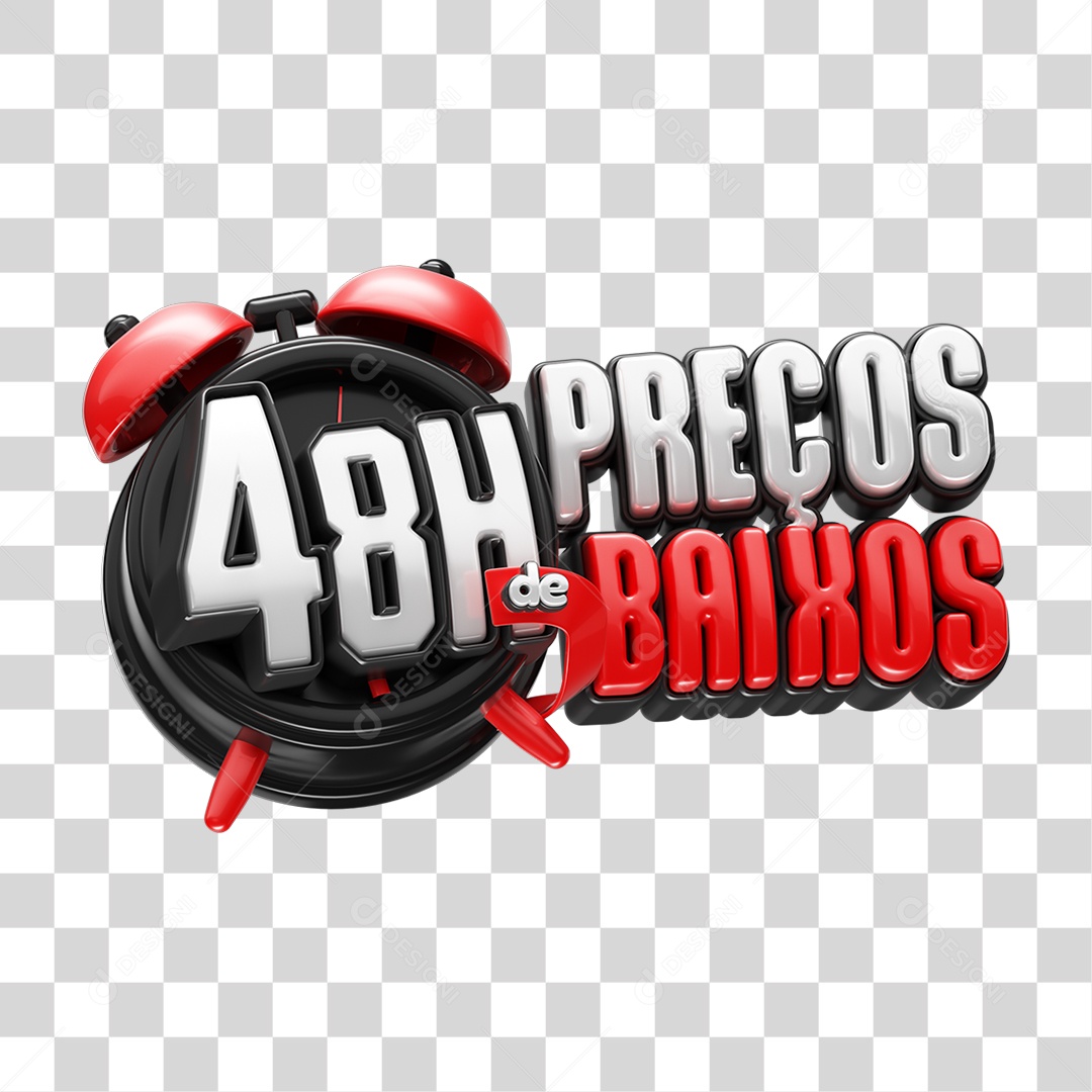 Selo 3D 48 Horas de Preços Baixos Para Composição PNG