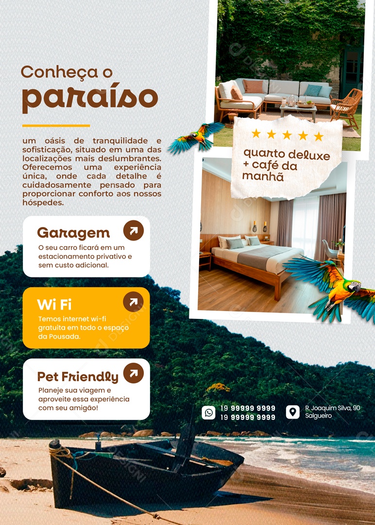 Pousada Conheça o Paraíso Quarto Deluxe Social Media PSD Editável