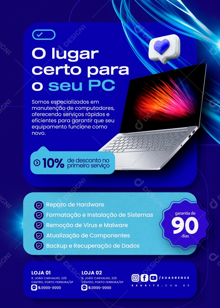 O Lugar Certo para seu PC Social Media PSD Editável