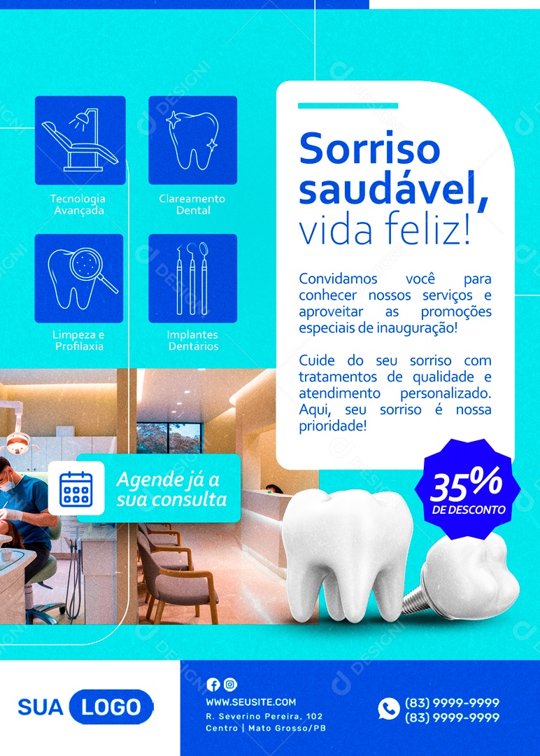 Sorriso Saúdavel Vida Feliz Social Media PSD Editável