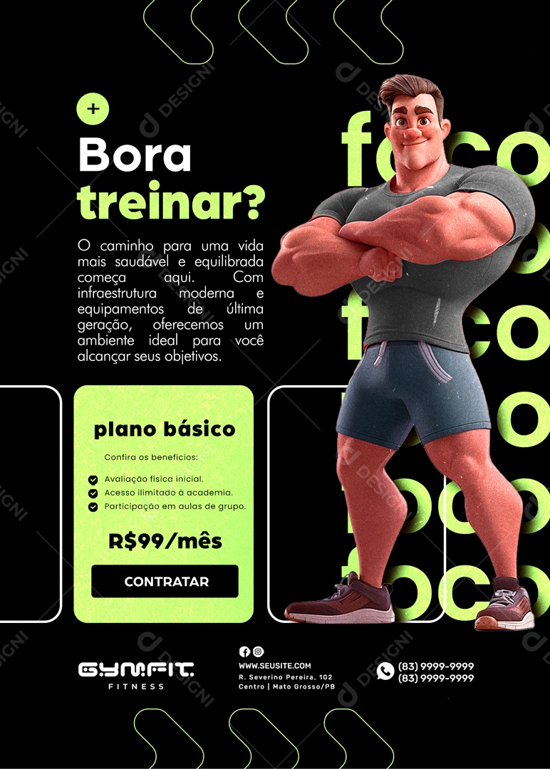 Bora Treinar Foco Social Media PSD Editável