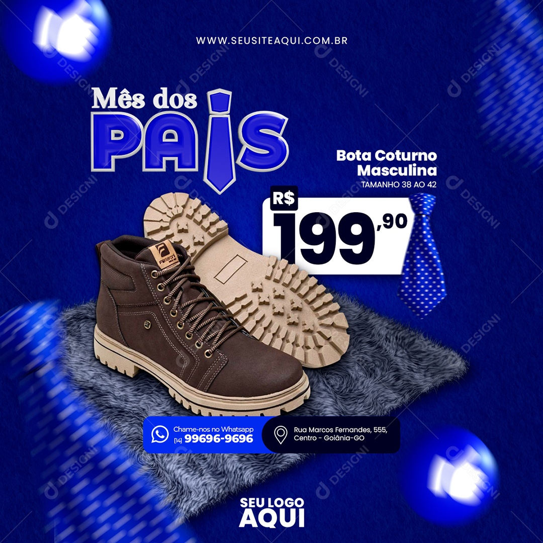 Mês dos Pais Bota Coturno Masculina Social Media PSD Editável