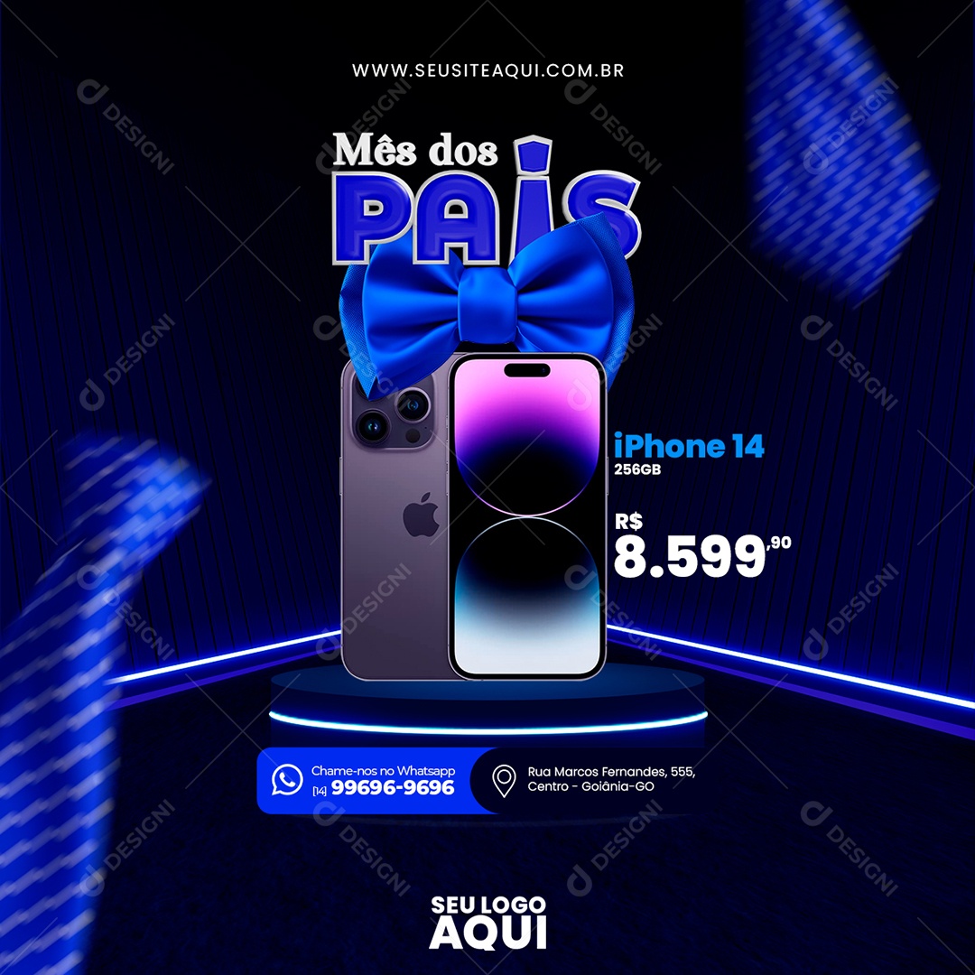 Feliz Dia Dos Pais Celular Iphone 14 Social Media PSD Editável