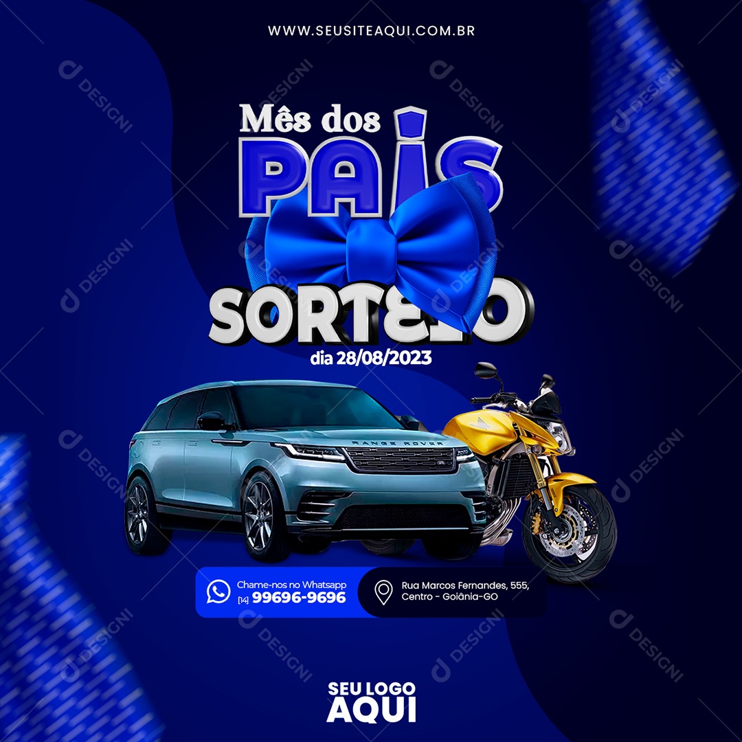 Feliz Dia Dos Pais Sorteio Carro Moto Social Media PSD Editável