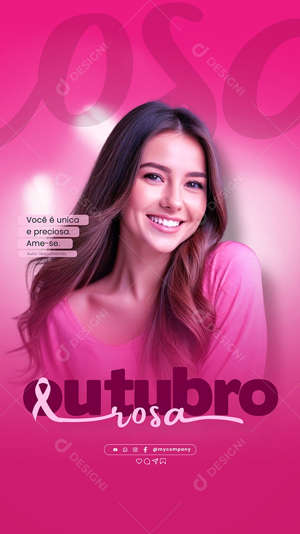 Story Outubro Rosa Você é Única e Preciosa Social Media PSD Editável