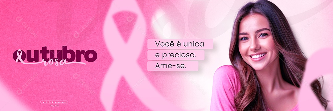 Carrossel Outubro Rosa Você é Única e Preciosa Social Media PSD Editável