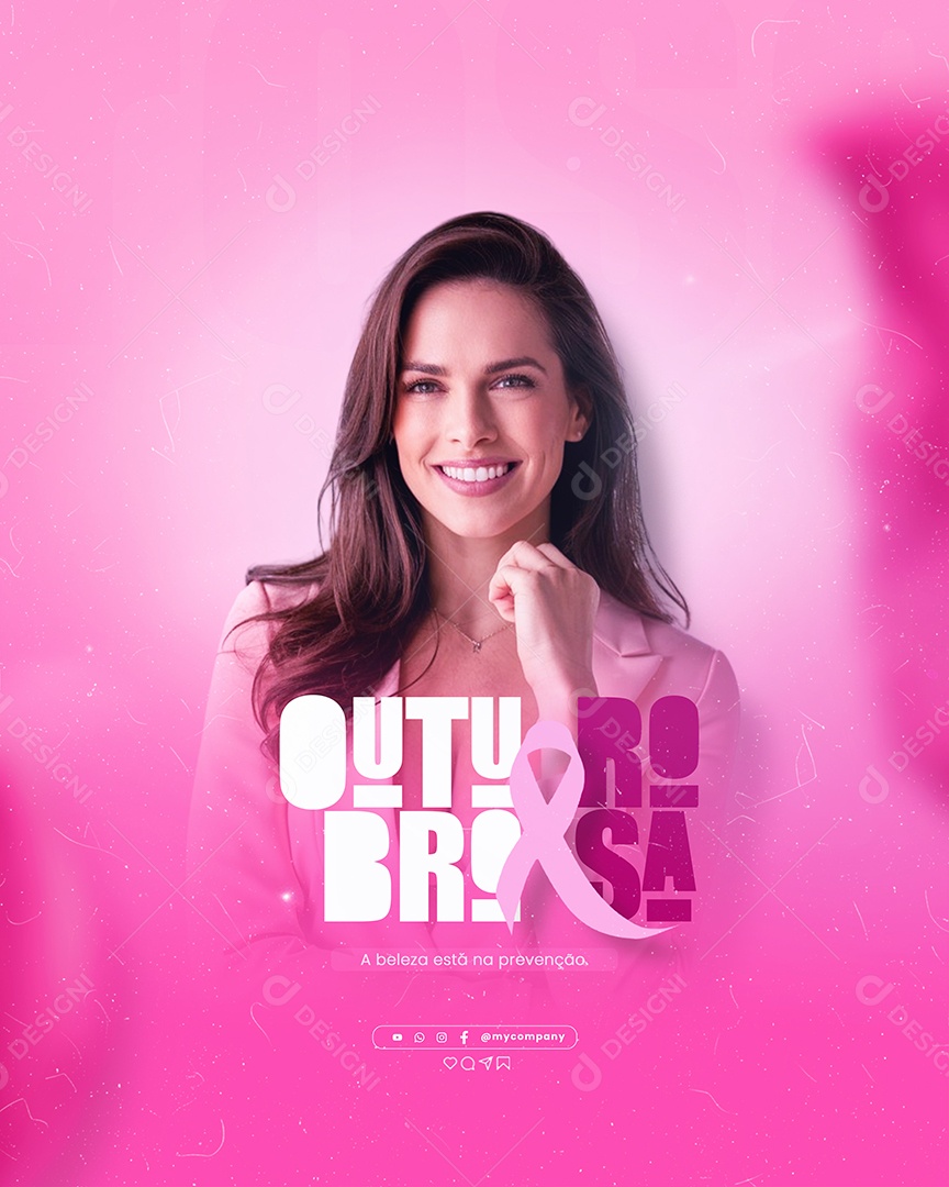 Outubro Rosa Beleza está na Prevenção Social Media PSD Editável