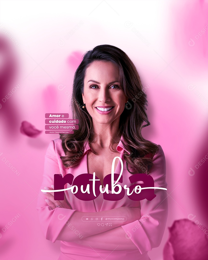 Outubro Rosa Amor e Cuidado Social Media PSD Editável