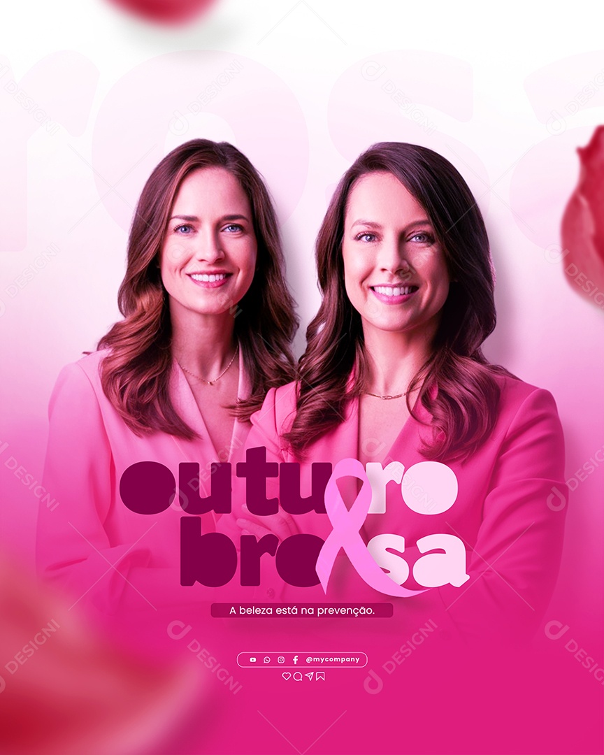 Outubro Rosa a Beleza Social Media PSD Editável