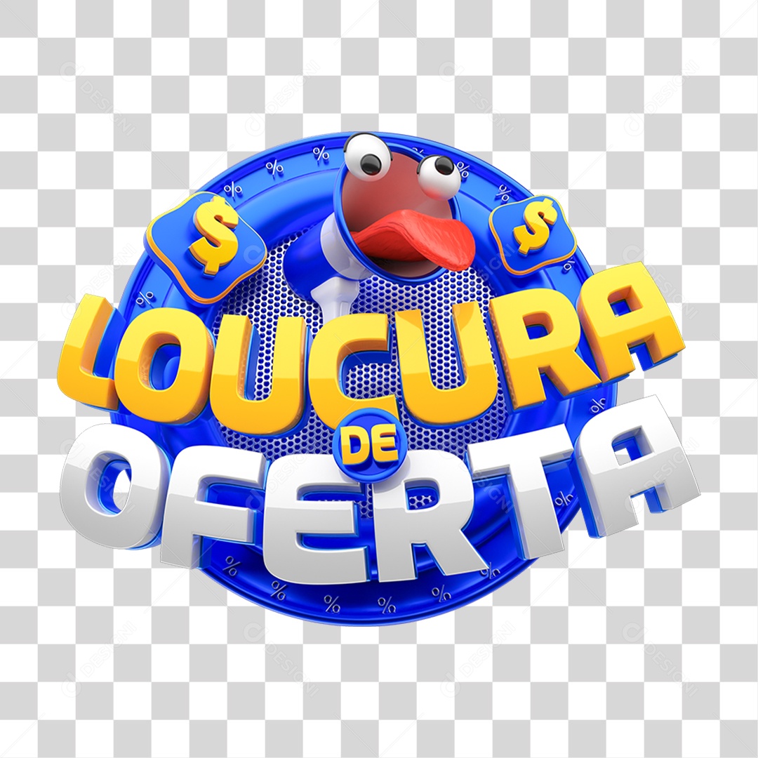 Selo 3D Loucura de Oferta PNG Transparente
