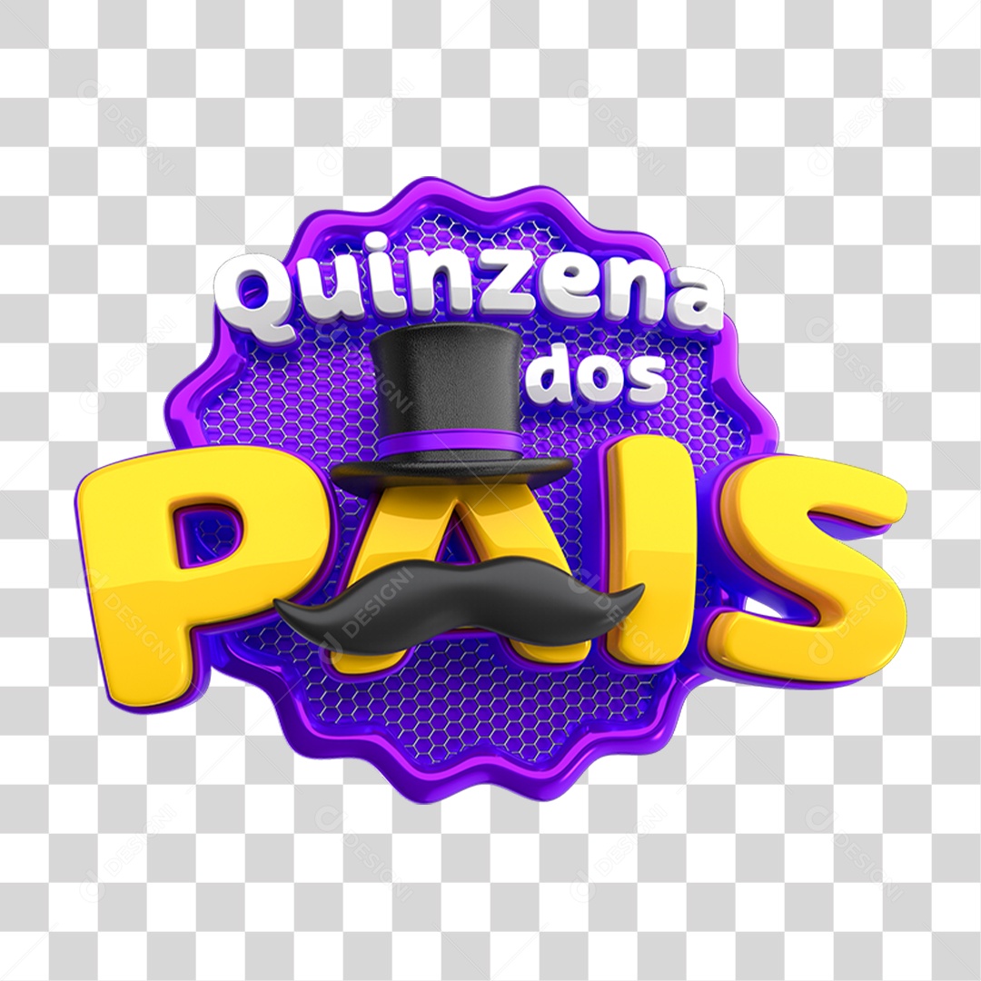 Selo 3D Quinzena dos Pais PNG Transparente