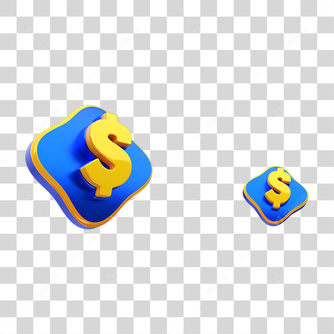 Elemento 3D Símbolo com Cifrão PNG Transparente