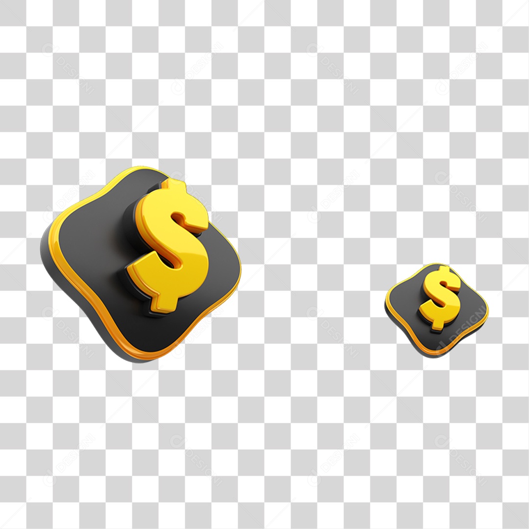 Elemento 3D Símbolo com Cifrão PNG Transparente