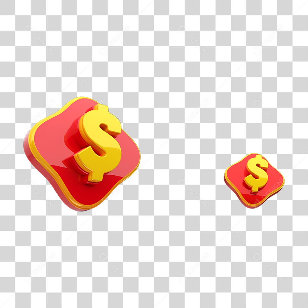 Elemento 3D Símbolo com Cifrão PNG Transparente